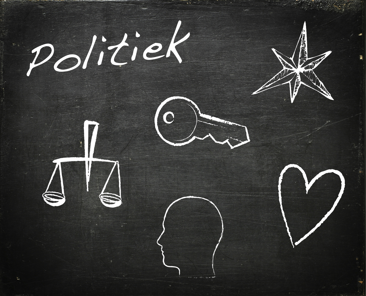 modarium schoolbord voor politiek met symbolen