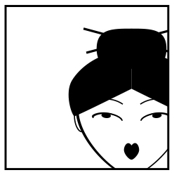 Modarium illustratie van een kopje van een geisha in een ruimte voor de grafisch vormgever