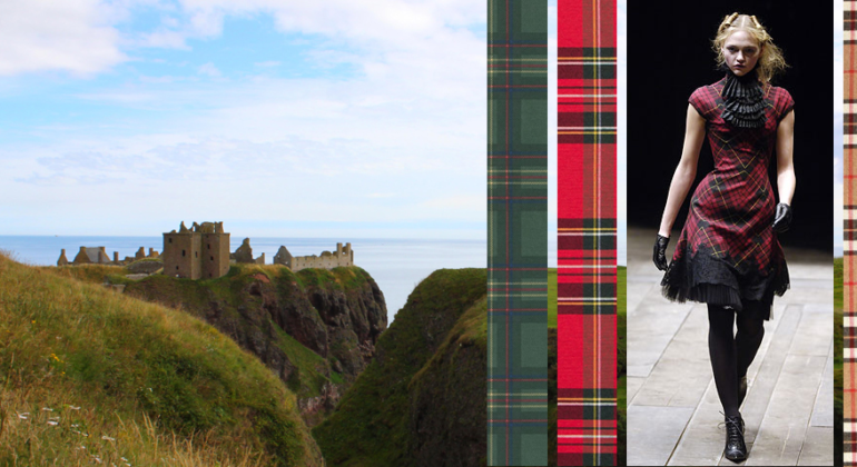 schotse ruiten of tartan beeld met landschap en fashion van Alexander McQueen