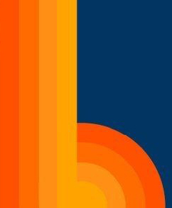 Grafisch ontwerp met oranje en blauw complementair kleurcontrast uitgelicht